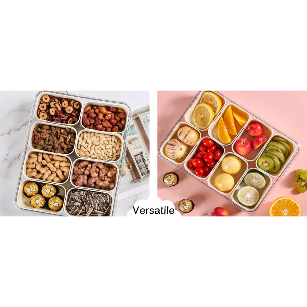Snackle Box Container 8-Compartment Food Storage Tray with Lid & Handle Organize - Picture 10 of 10